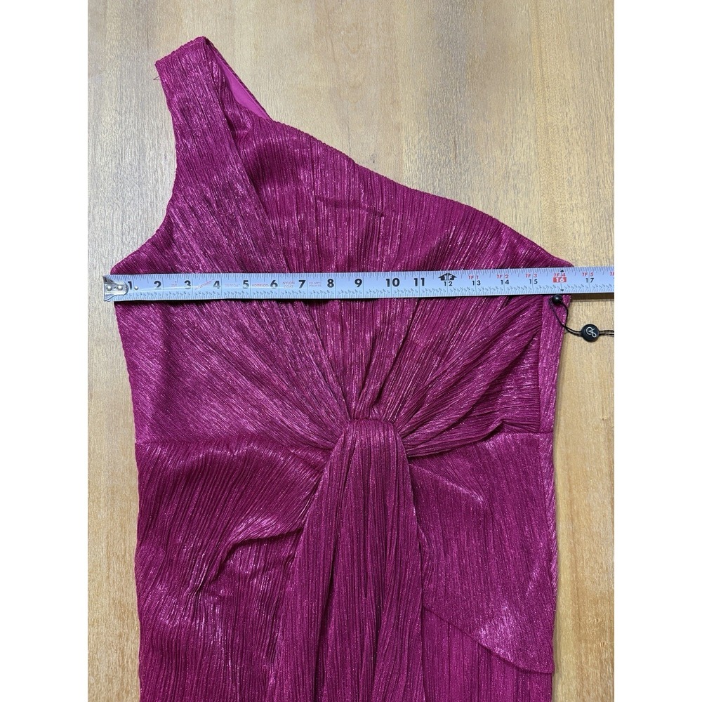 Adrianna Papell Stardust One-Shoulder Gathered Gown Magenta Pink Size 10 - Picture 10 of 16
